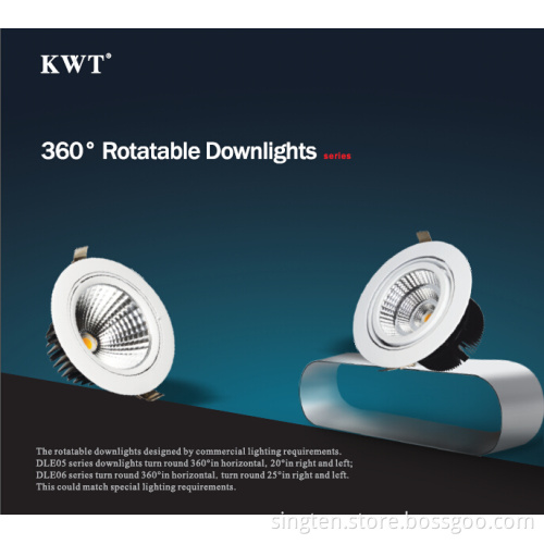 360 Degree Adjustable LED Downlights, Commercial Dimmable Recessed COB Rotatable LED Downlight 30W 35W 40W 45W 50W